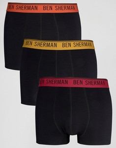 Набор из 3 боксеров-брифов с цветным поясом Ben Sherman - Черный
