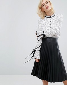 Блузка в горошек с завязками Fashion Union - Белый