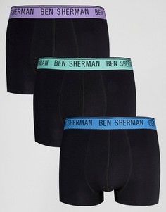 Набор из 3 боксеров-брифов с цветным поясом Ben Sherman - Черный