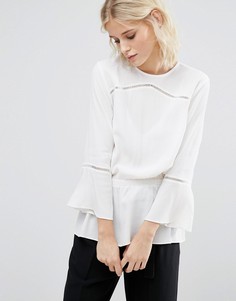 Gestuz Elasticated Waist Dobby Blouse - Белый