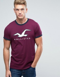 Футболка узкого кроя с большим логотипом Hollister Ringer - Красный