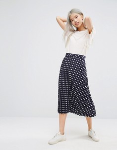 Плиссированная юбка миди в горошек STYLENANDA - Темно-синий