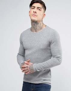 Узкий лонгслив из вафельной ткани BOSS Orange by Hugo Boss - Серый