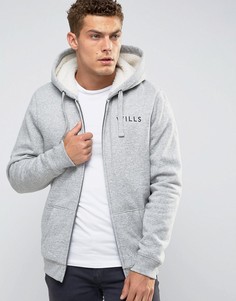 Худи на молнии с подкладкой из искусственного меха и принтом сзади Jack Wills Whitelaw - Серый