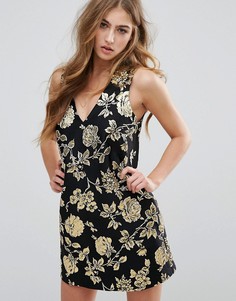 Missguided Floral Jacquard Shift Mini Dress - Золотой