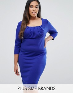 Платье-футляр с плиссировкой на груди Goddiva Plus - Синий