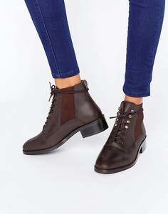 Кожаные ботильоны на шнуровке ASOS ALIS - Коричневый