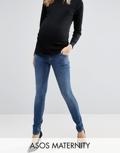 Зауженные джинсы для беременных с эластичным поясом ASOS Maternity Ridley - Синий