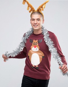 Новогодний свитшот с принтом Jack &amp; Jones - Красный