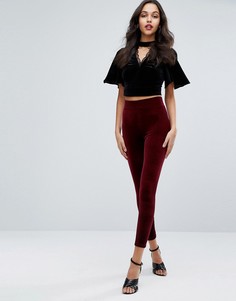 Бархатные леггинсы с завышенной талией Miss Selfridge - Фиолетовый
