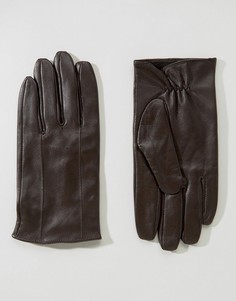 Коричневые кожаные перчатки Barneys - Коричневый Barneys Originals