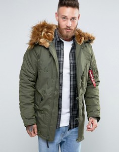 Темно-зеленая парка классического кроя с искусственным мехом Alpha Industries Explorer - Зеленый