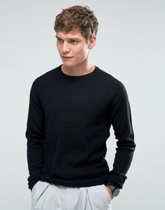 Трикотажный джемпер с круглым вырезом Selected Homme - Черный