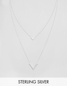 Двухрядное ожерелье с V-образными подвесками Gorjana Knox - Серебряный