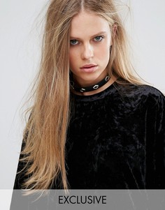 Кожаное ожерелье-чокер в стиле вестерн Reclaimed Vintage - Черный