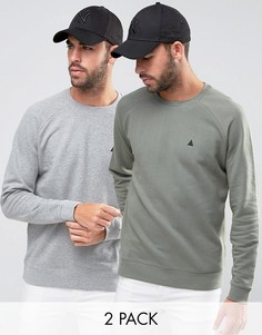 Набор из 2 свитшотов с вышивкой (серый меланж/выбеленный хаки) ASOS - СКИДКА 15 - Мульти