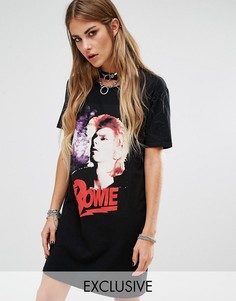 Платье-футболка с принтом Reclaimed Vintage Bowie - Черный