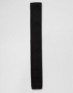 Черный трикотажный галстук 7X - Черный