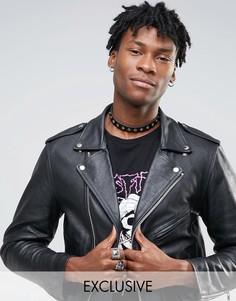 Ожерелье-чокер с коническими заклепками Reclaimed Vintage - Черный