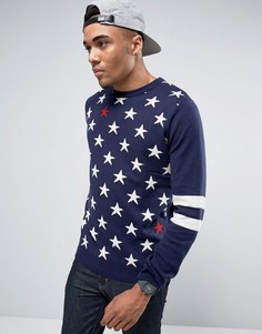 Трикотажный джемпер со звездами и полосками Bellfield - Темно-синий