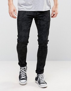 Черные супероблегающие джинсы с камуфляжным принтом ASOS - Черный