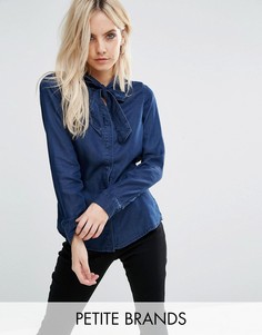 Джинсовая рубашка на завязке спереди Vero Moda Petite - Темно-синий