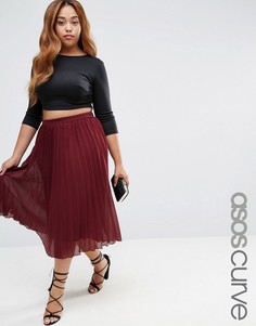 Плиссированная юбка миди ASOS CURVE - Красный