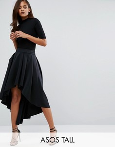 Юбка миди для выпускного асимметричной длины ASOS TALL - Черный