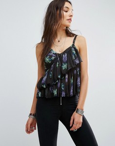 Топ с оборкой Free People Melbourne - Черный