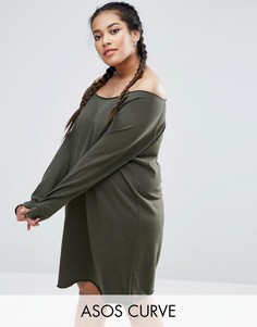 Трикотажное платье с открытыми плечами ASOS CURVE - Зеленый