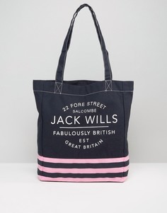 Темно-синяя сумка для покупок в розовую полоску Jack Wills - Мульти