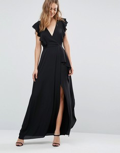 Платье с оборками BCBG MAXAZRIA - Черный