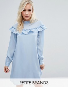 Свободное платье с высоким воротом и оборками Vero Moda Petite - Синий