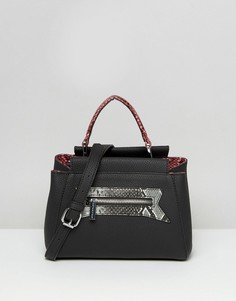 Маленькая сумка-тоут с отделкой из искусственной змеиной кожи Skinnydip - Черный