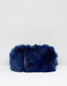 Синий клатч-футляр с искусственным мехом Skinnydip - Синий
