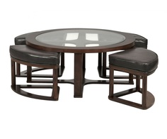 Стол кофейный с 4 пуфами в комплекте Ashley