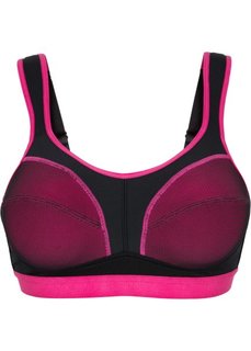 Спортивный бюстгальтер Level 4, чашка E (черный/ярко-розовый) Bonprix