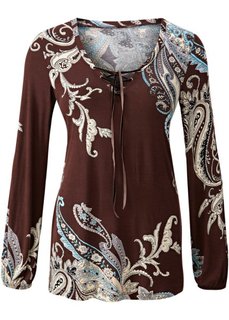 Трикотажная туника (черный с узором) Bonprix