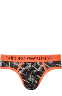 Хлопковые брифы с широкой резинкой Emporio Armani