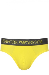 Хлопковые брифы с широкой резинкой Emporio Armani