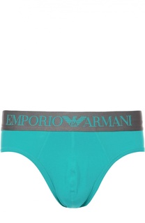 Хлопковые брифы с широкой резинкой Emporio Armani