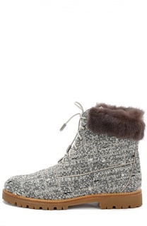 Текстильные ботинки The Heilbrunner с меховой отделкой Aquazzura