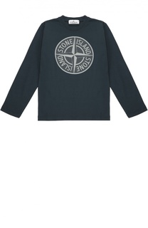 Хлопковый лонгслив с логотипом бренда Stone Island