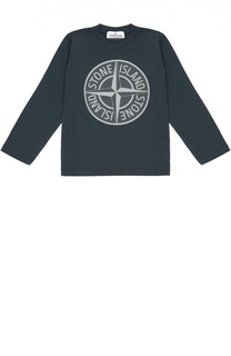 Хлопковый лонгслив с логотипом бренда Stone Island