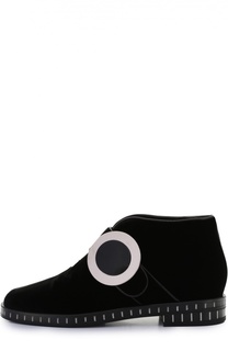 Бархатные ботинки с круглой пряжкой Giorgio Armani