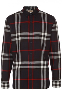Хлопковая рубашка с воротником button down Burberry