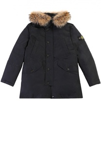 Пуховая парка с меховой отделкой капюшона Stone Island