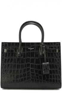 Сумка Sac De Jour Baby с тиснением под крокодила Saint Laurent