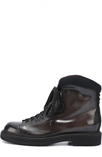 Кожаные ботинки на шнуровке Santoni