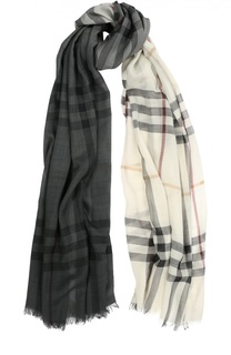 Шарф в клетку из смеси шелка и шерсти Burberry